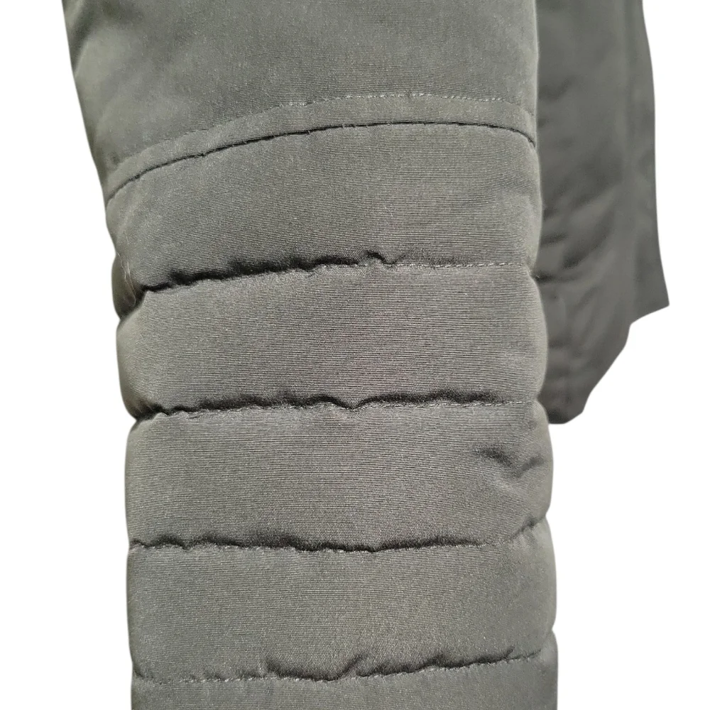 Sam Edelman Women's Faux Fur Lined Mid Puffer Coat Size M Green Removable Hood - Picture 9 of 16